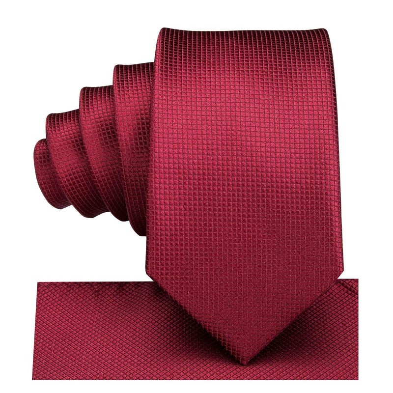 Dubulle Ties for Boys Self Tie Silk Paisely Striped Kids Necktie and Pocket Square Set for Age 8-11,Wine Red Burgundy - Image 2